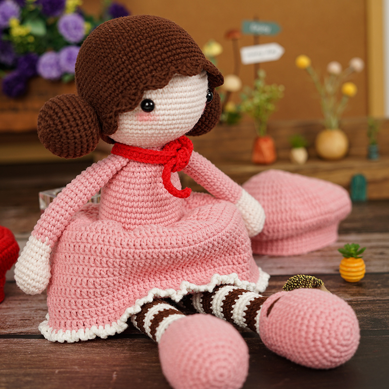 DIY Beret Cap Girl Knitting Kit: Hand-craft Dolls 