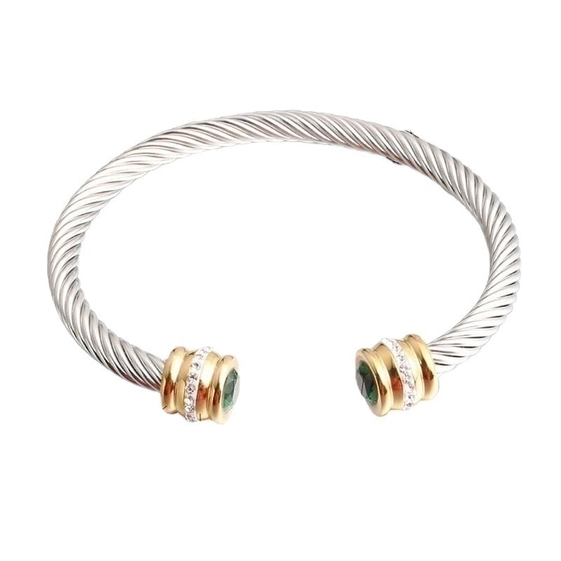 Titanium Steel Bracelet Colorful Diamond Twist Bangle Jewelry