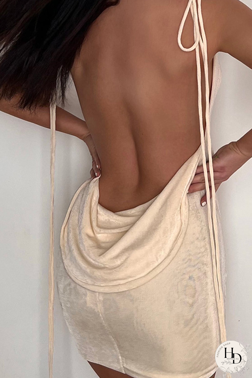 Apricot Sexy Solid Patchwork Spaghetti Strap Pencil Skirt Dresses