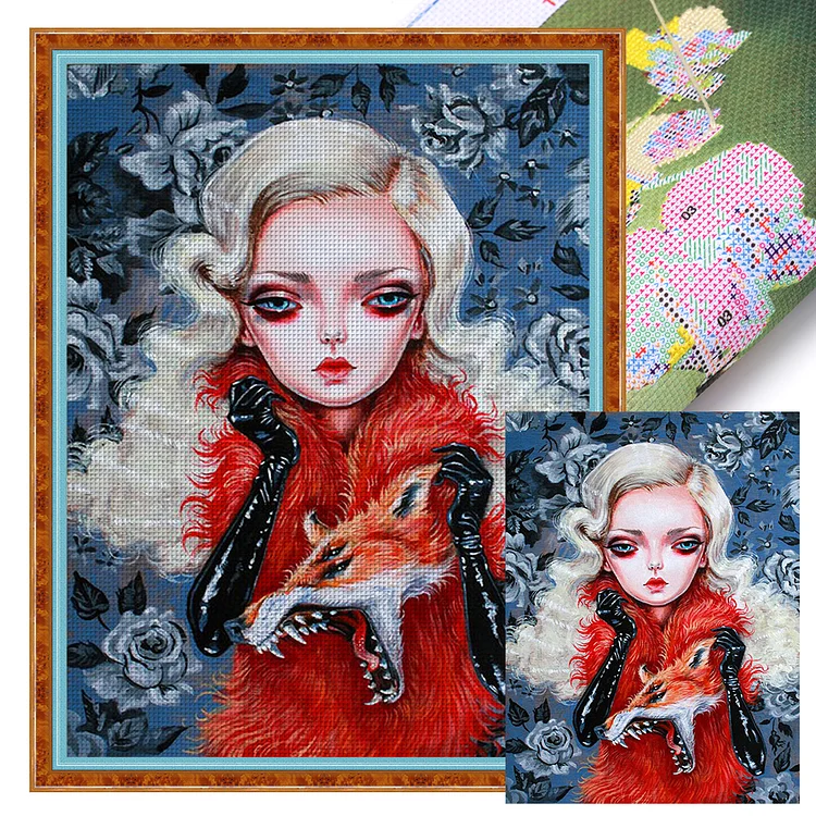 Big-Eyed Blonde Woman - Printed Cross Stitch 11CT 45*60CM