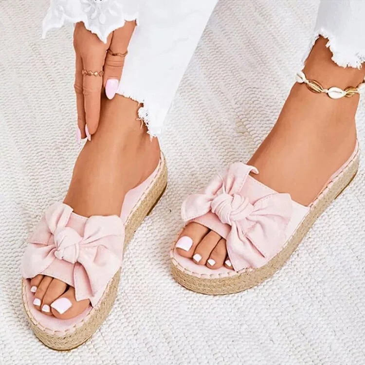 Women Sandals Sweet Bow-knot Platform Sandals 2020 Summer Shoes Woman Wedges Heels Sandalias Mujer Peep Toe Flat Slippers Women