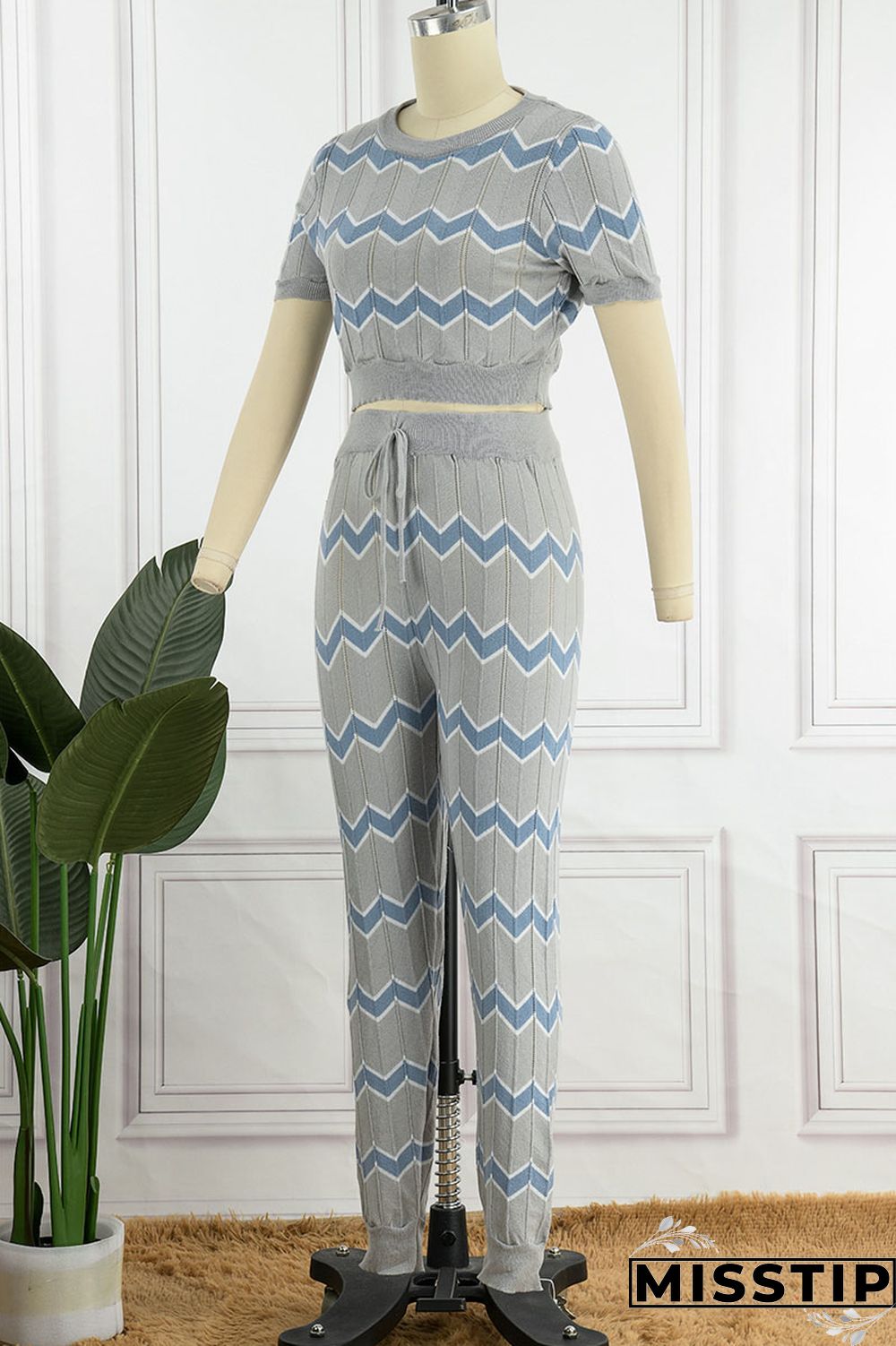 Pink Casual Patchwork O Neck Short Sleeve Two Pieces