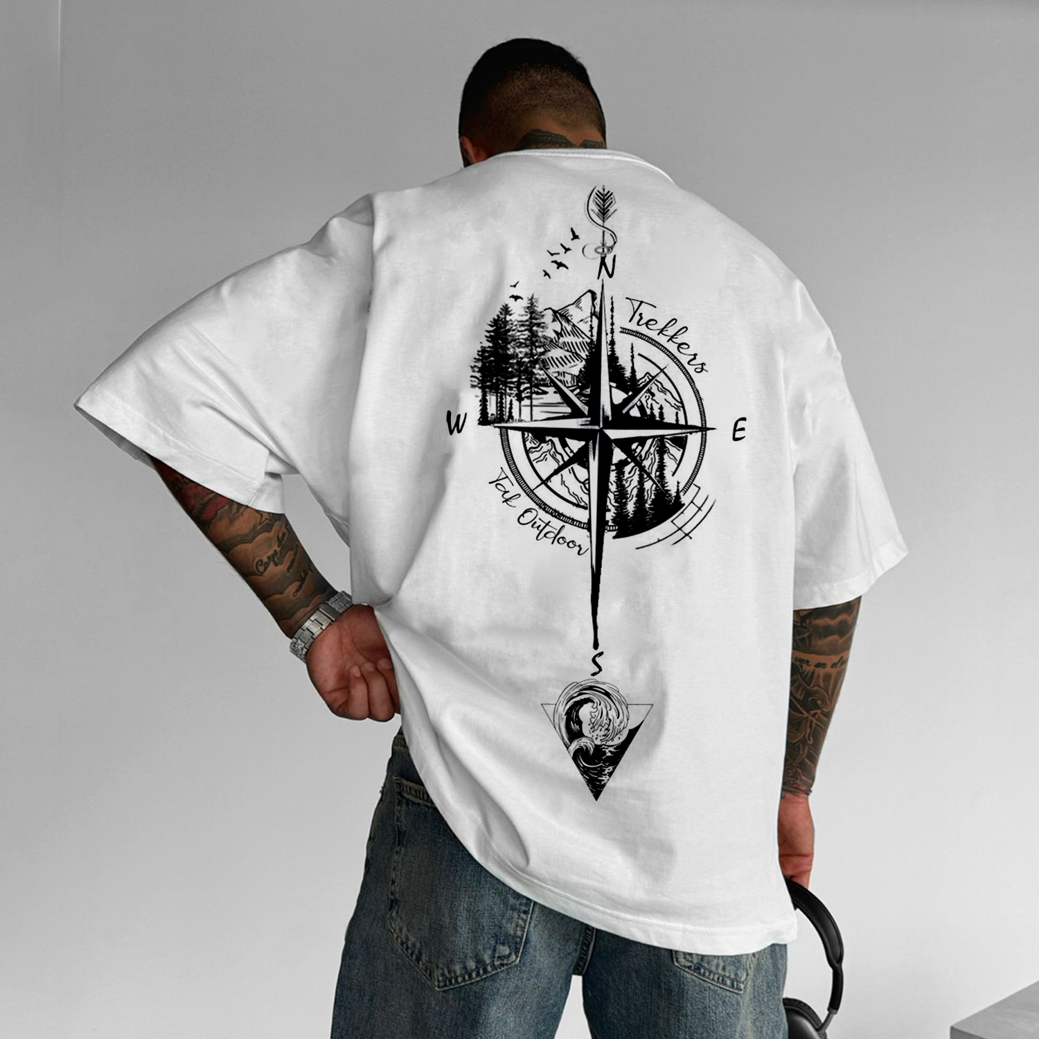 Landscape Compass Design Oversized T-Shirt