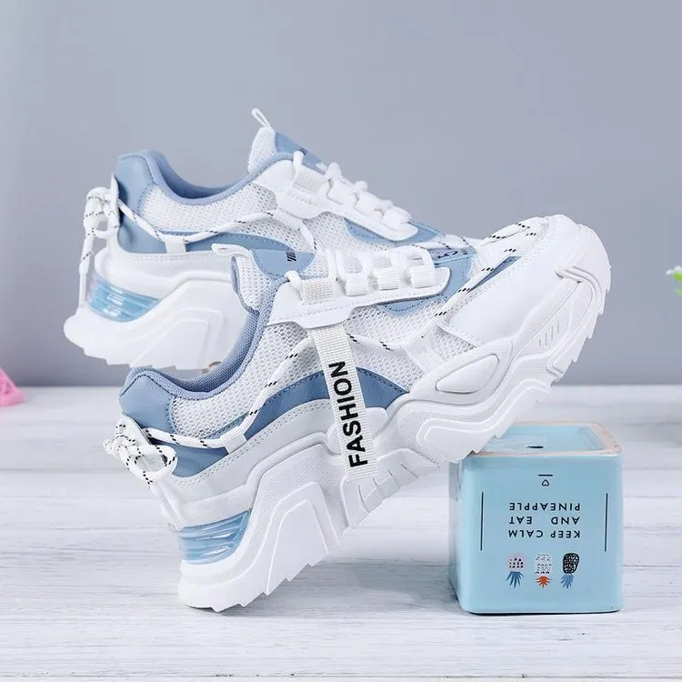 Churchf Churchf Women's Shoes Spring Breathable Sports Leisure Shoes Hong Kong Wind Dad Shoes Ins Tide Thick Platform Increased Net Surface 2023 New Style