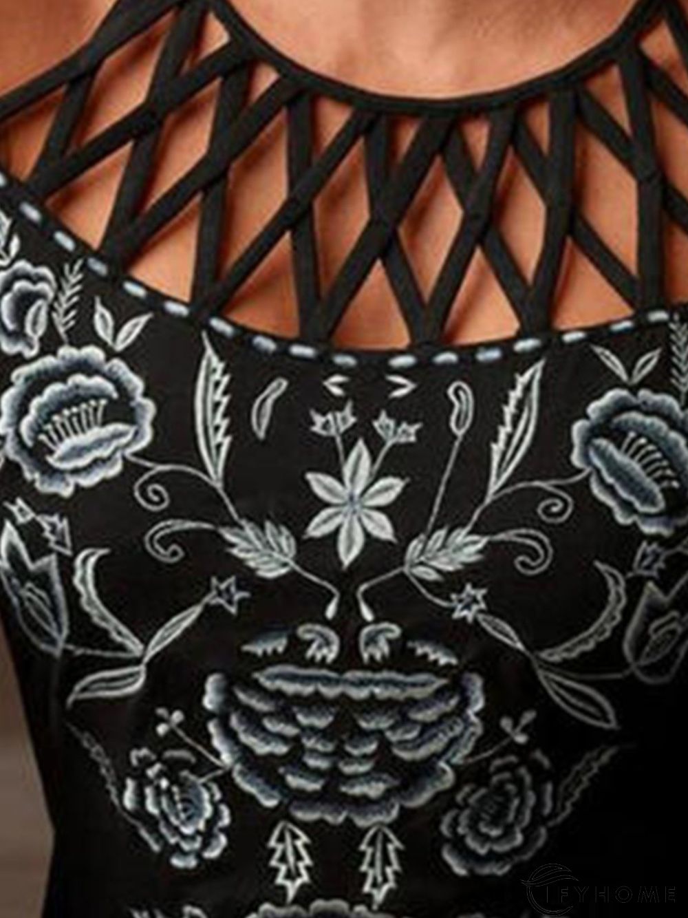 Vintage Printed Round Neck Top | IFYHOME