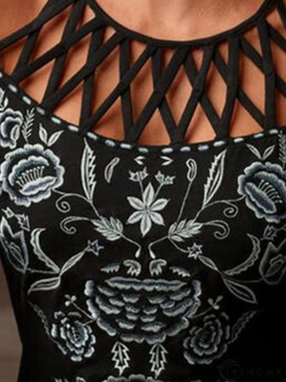 Vintage Printed Round Neck Top | IFYHOME