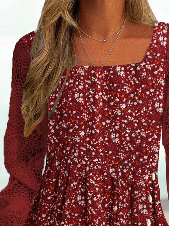 Women Half Sleeve V-neck Solid Color Dress