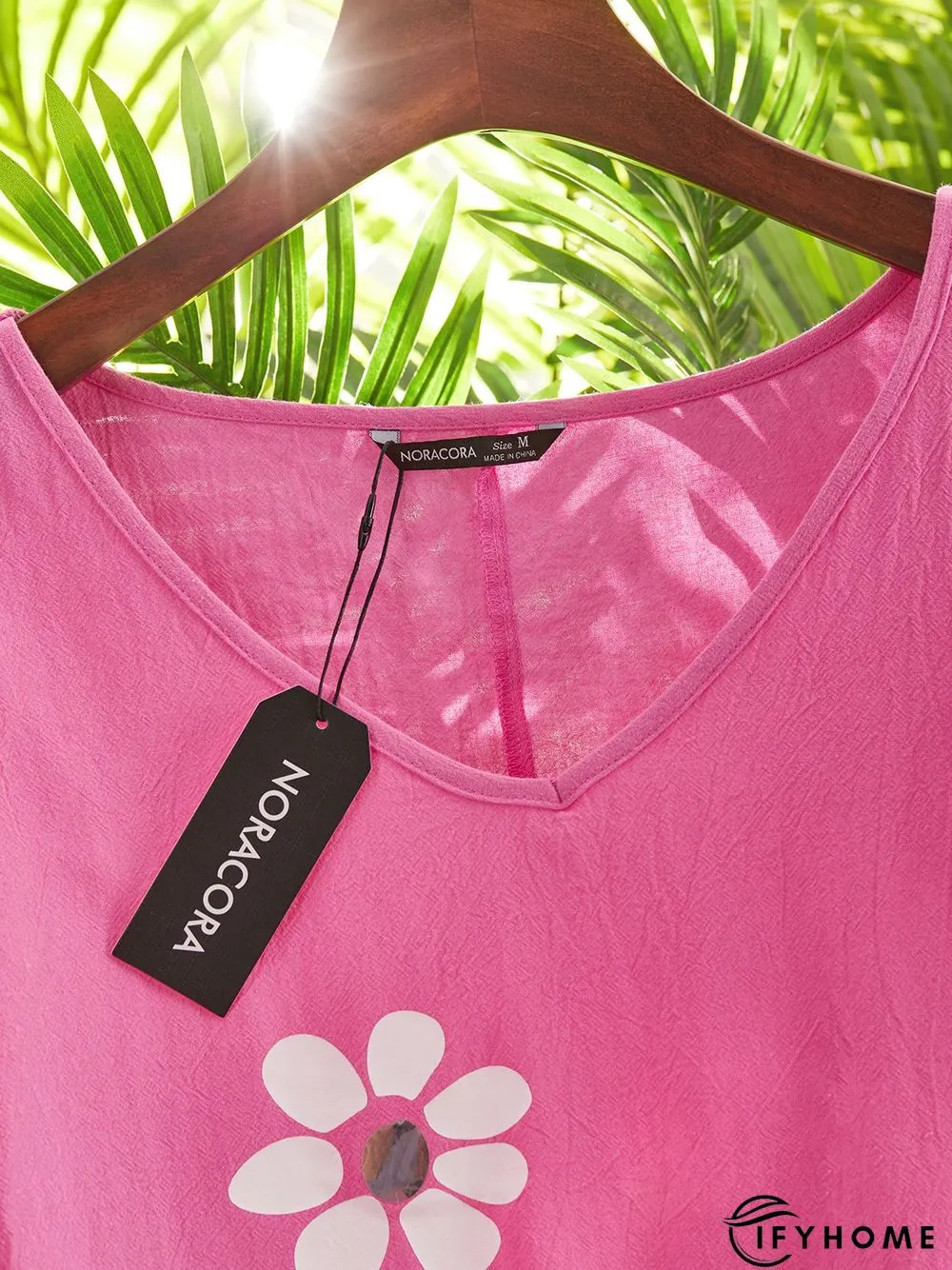 Casual Floral V Neck Loosen Short Sleeve Top | IFYHOME