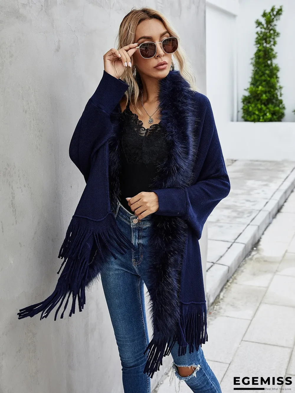 Autumn and Winter New Wool Collar Shawl Cardigan Coat | EGEMISS