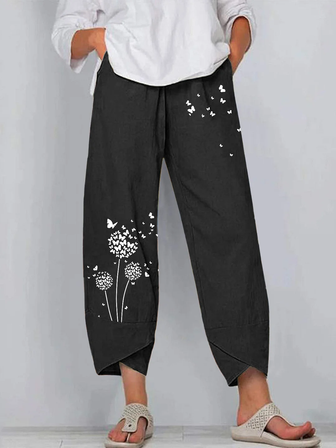 Women plus size clothing Women's Summer Casual Loose Graphic Printed Wide Leg Pants Casual Pants-Nordswear