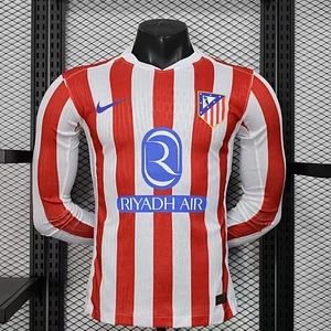 2025/2026 Player Version Long Sleeve Atletico Madrid Home Football Shirt 1:1 Thai Quality
