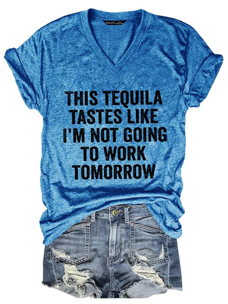 Bestdealfriday This Tequila Short Sleeve V Neck Women Tee