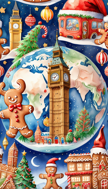Partial AB Drill-Christmas Earth British Big Ben-Full Round Diamond Painting-40*70cm(Canvas)