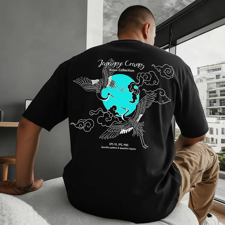 Ukiyo-e Style Art Print Casual Cotton T-Shirt