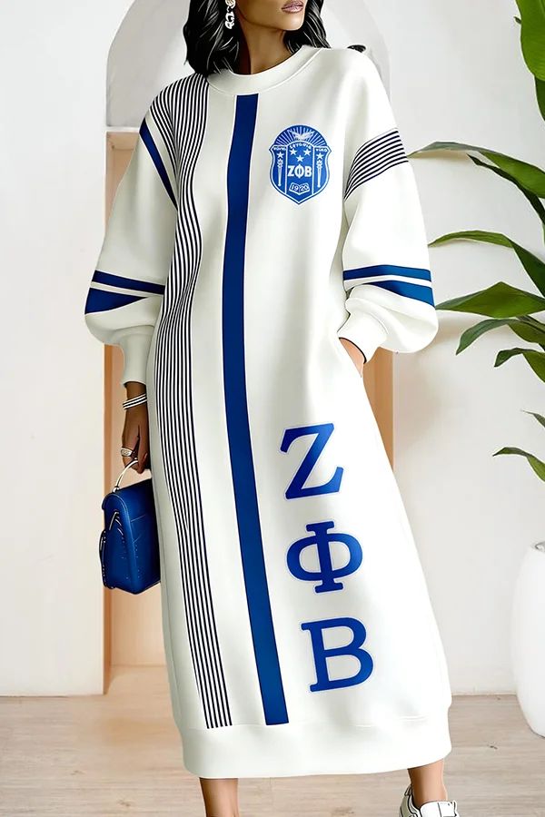 Zeta Phi Beta Sorority Long Sweatshirt Dress
