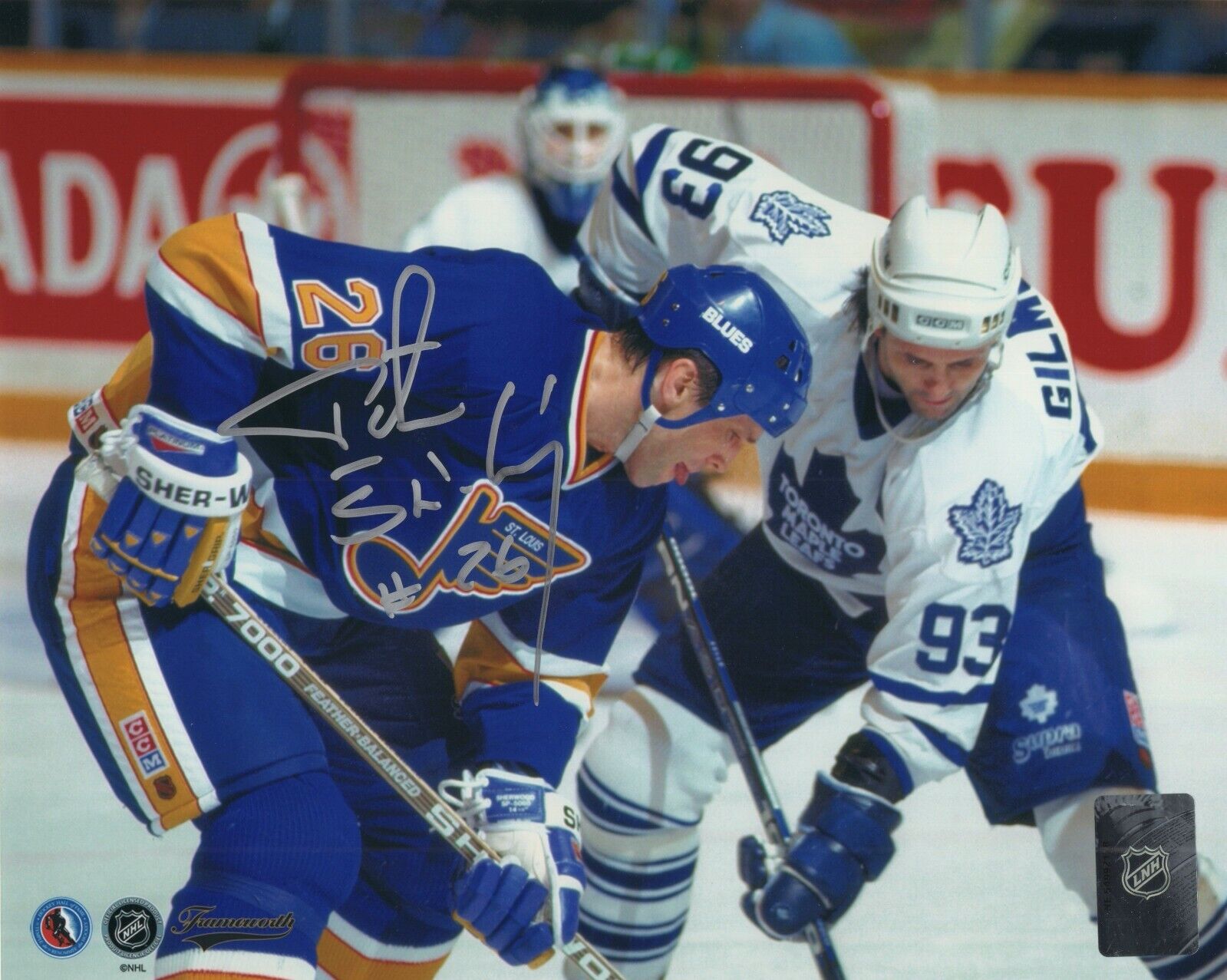 PETER STASTNY SIGNED AUTOGRAPHED ST. LOUIS BLUES 8X10 Photo Poster painting PROOF