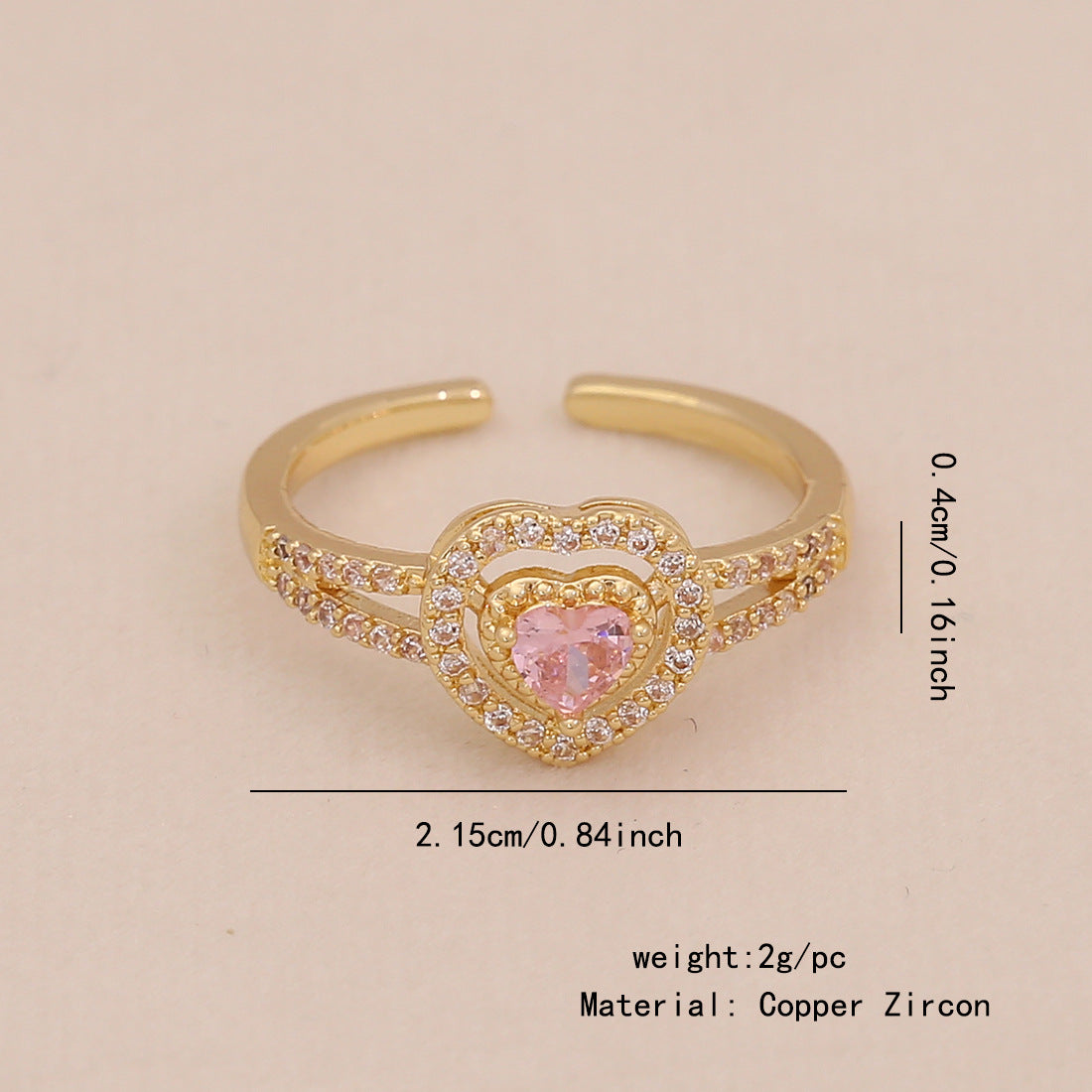 All-Match Love Zircon Open Ring Female All-Match Ins Style Bow Female Ring R118