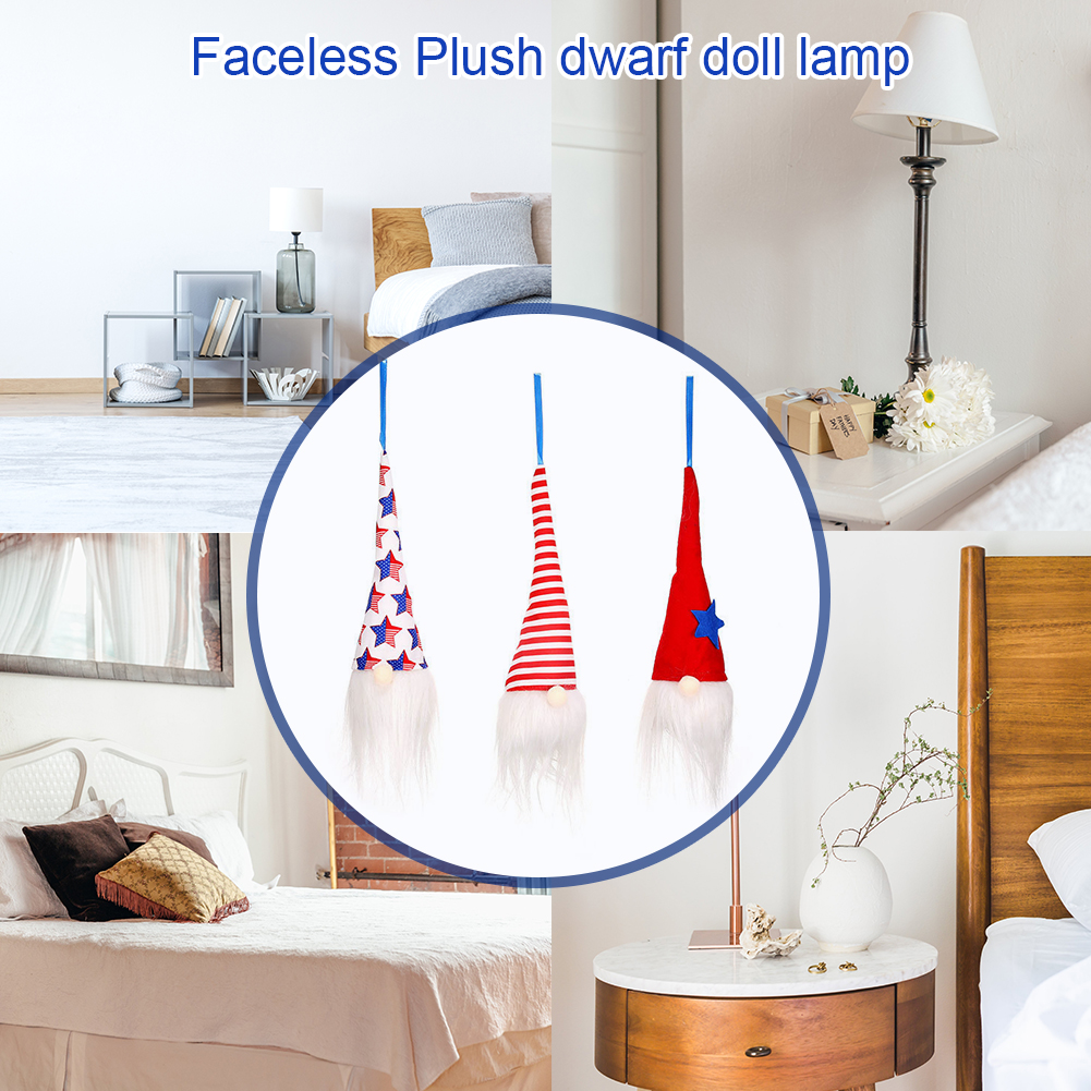 3pcs Luminous Faceless Plush Gnome Doll Independence- Light