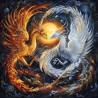 Yin Yang Dragon and Phoenix - Diamond Painting