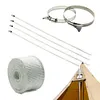 Fireproof Pipe Wrap Pipe Insulation Webbing w/ 2 Clamps for Stove Flue Protector
