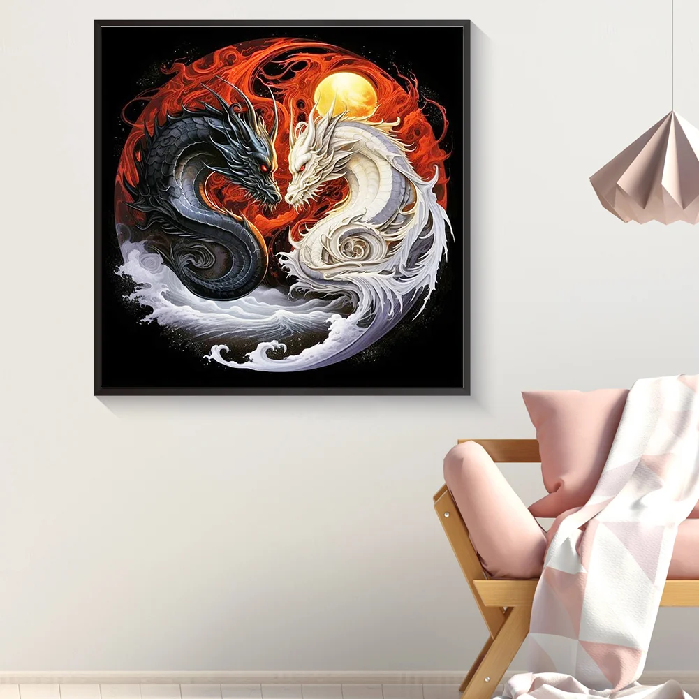 Diamond Painting - Full Round Drill - Yin Yang Dragon(Canvas|30*30cm)
