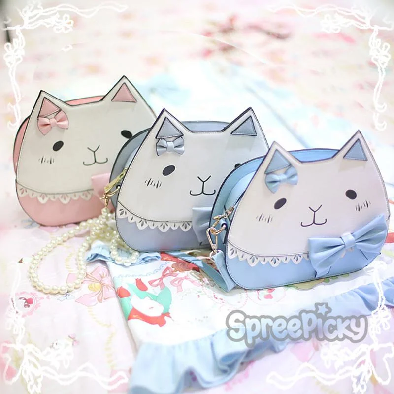 3 Colors Kawaii Neko Cat Bow Crossbody Bag SP178858