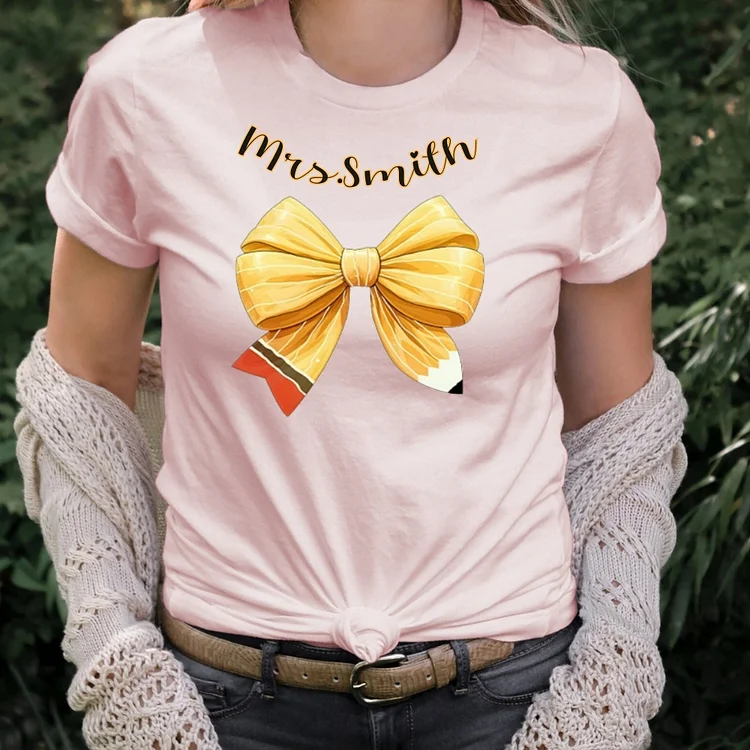 Teacher Pencil Coquette Bow T-shirt, Teach Love Inspire shirt Teacher Gift, Back To School, Teacher Appreciation Gift