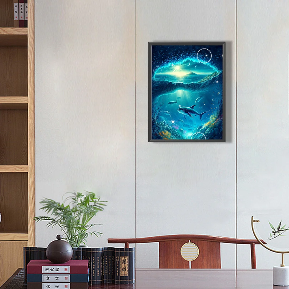 Full Round Diamond Painting 30*40cm - Deep Sea Dolphin
