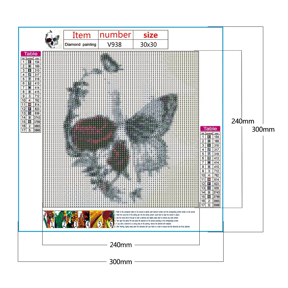 Full Round Diamond Painting 30*30cm - Skull Rose