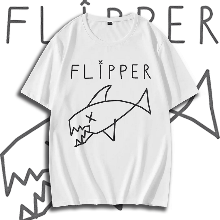 Davidhawaii100% Cotton Casual Simple Abstract Rock Fish Street White T-shirt - 100% Cotton