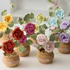 Crochet Flowers Potted Plants Decorative Crochet Ornaments DIY Gifts for Friends