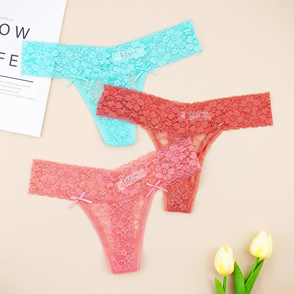 Billionm Sexy Full Lace Panties Women Thongs Hollow Out String Transparent Seamless Underpants Tangas Super Low Waist T-back