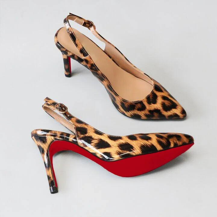 90mm Women's Pointed Toe Slingback Heels Red Bottoms Sandals Gradient Color Pumps VOCOSI VOCOSI