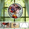 (25cm)DIY Acrylic Jigsaw Puzzle Window Hanging with Hanging Chain DIY Stained Glass Decoration Round Window Puzzle Decor for DIY Craft Project (Stained Glass Floral Lady)
