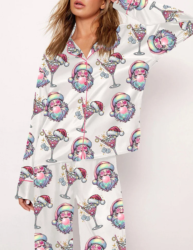 Women's Christmas Santa Cocktail Pajama Set