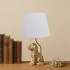 Dog Lamp with White Linen Shade Cute Room Decor White Dog Table Lamp 17.7inch for Living Room Unique Aesthetic Home Room Decor