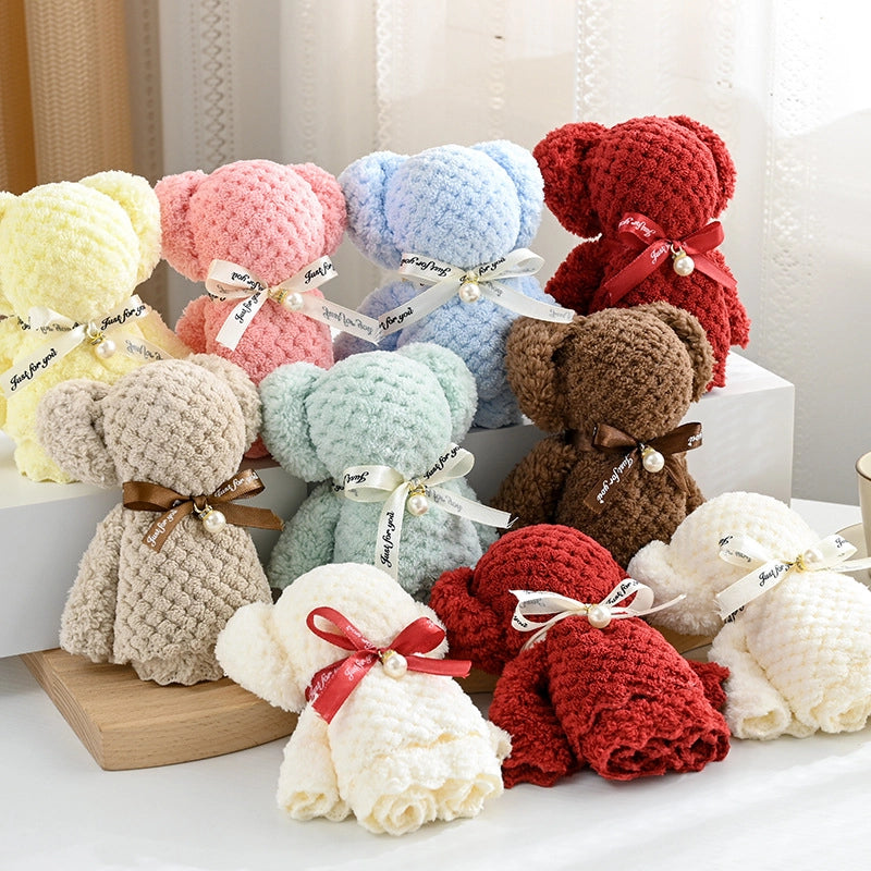 5 Pieces Coral Fleece Pineapple Pearl Bear Towel Gift Small Gift 30*30 Opening Gift Welfare Gift