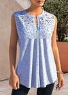 Plus Size Lace Stitching Button Up Tank Top
