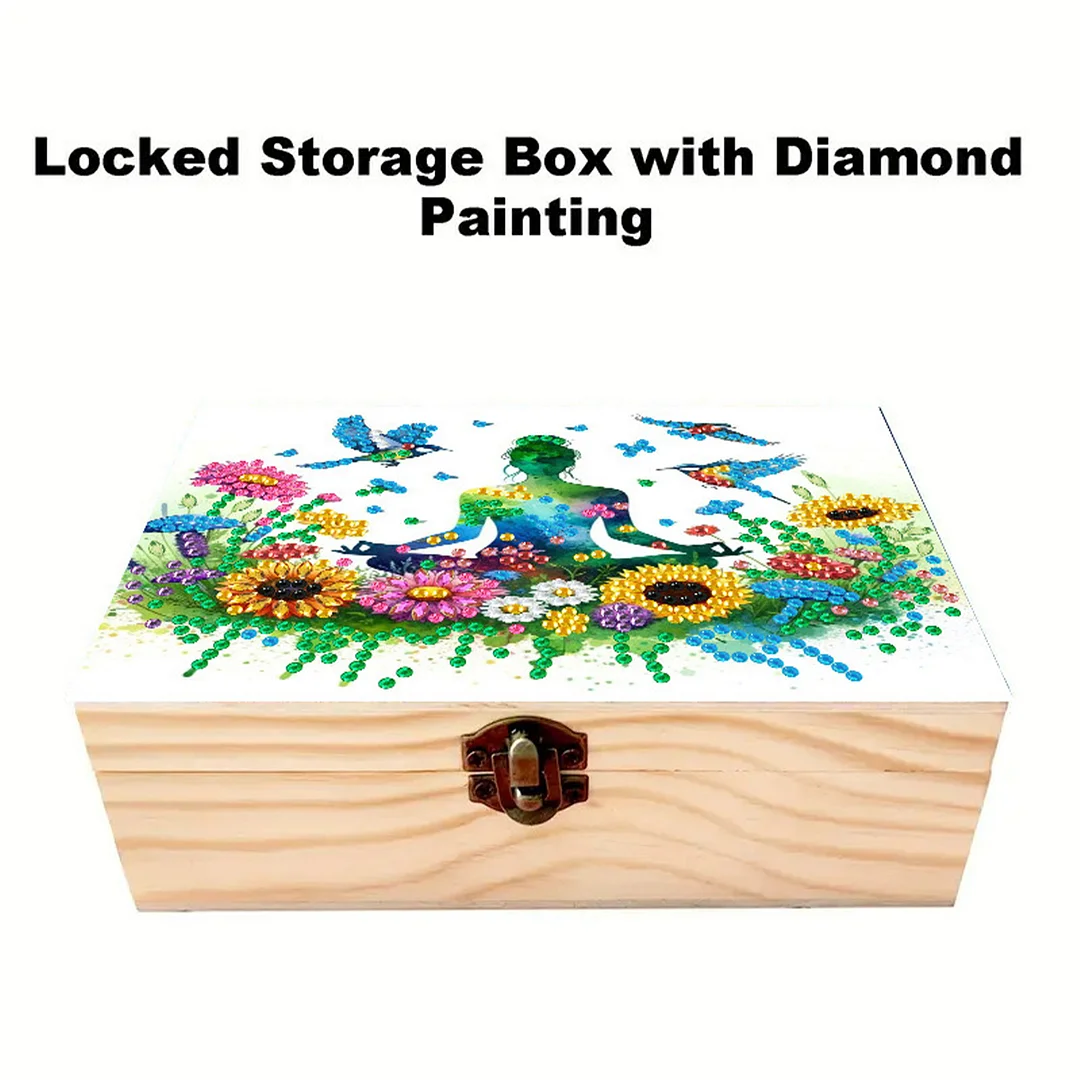 Mindful Sitting DIY Wooden 5D Diamond Art Diamond Art Storage Box for Adult Gift