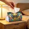 (24cm)Diamond Art Tissue Box Cover DIY PU Desktop(Flowers and Butterflies)