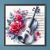 Geige Rose 5d DIY Runde Vollbohrer Dimond Gem&auml;lde Kit Wohnkultur40x40cm