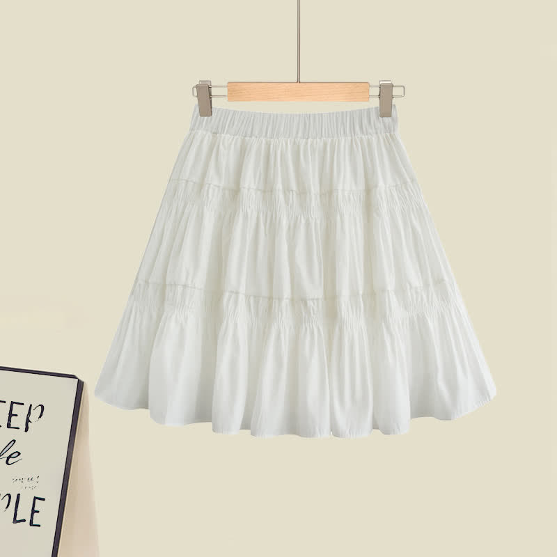 Tulip Cherry Blossom Print T-Shirt Pleated Skirt Two Pieces Set