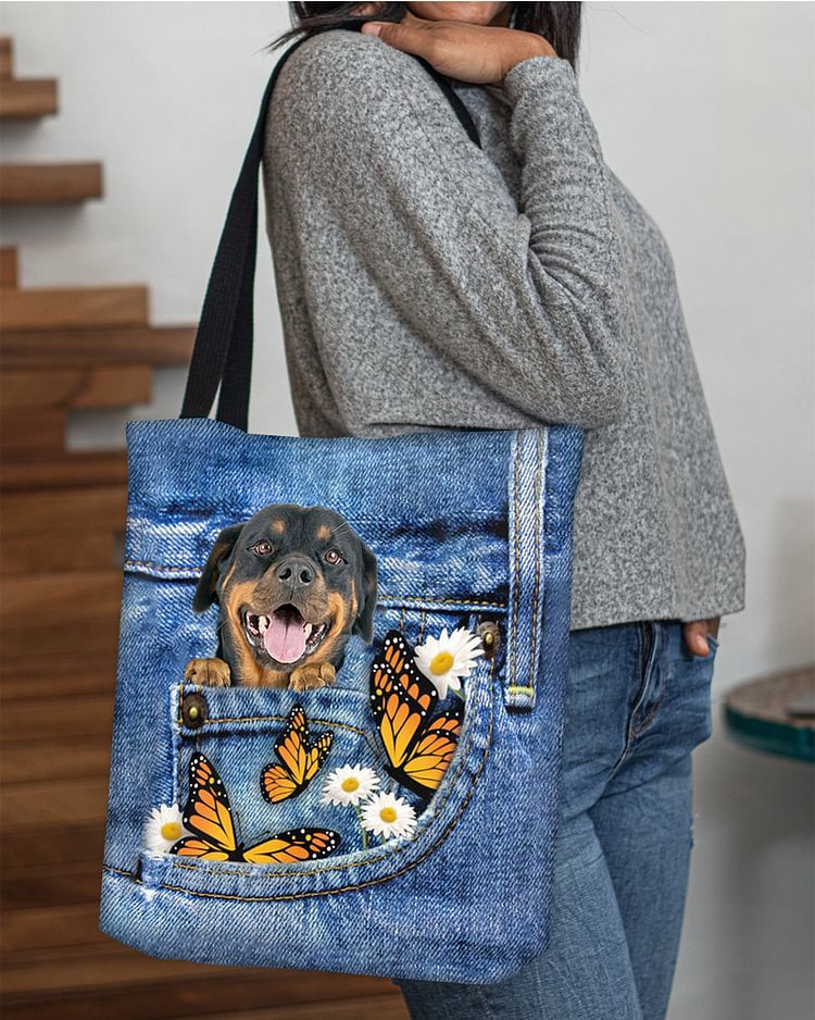 rottweiler1-Butterfly Daisies Fait-CLOTH TOTE BAG
