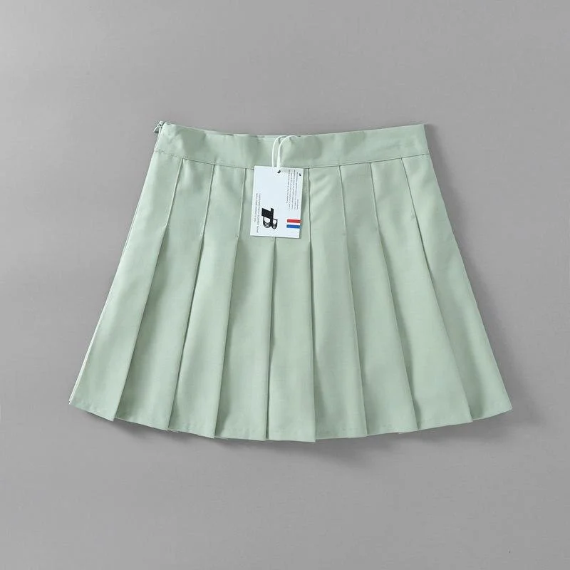 BACK TO COLLEGE WOMENGAGA Fold Pleated A-LINE Korean Hot  Brown Mini Denim Skirts Women  Skirt Harajuku Gothic Kawaii Japanese LP49