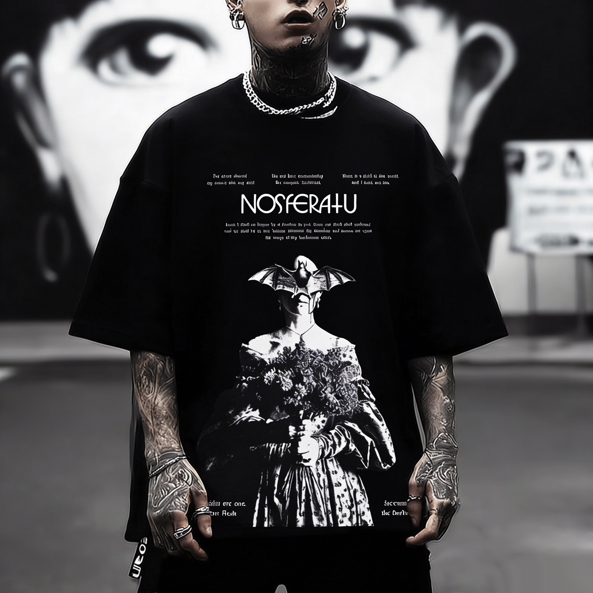 Cotton Nostferatu Gothic Horror Movie Print T-Shirt