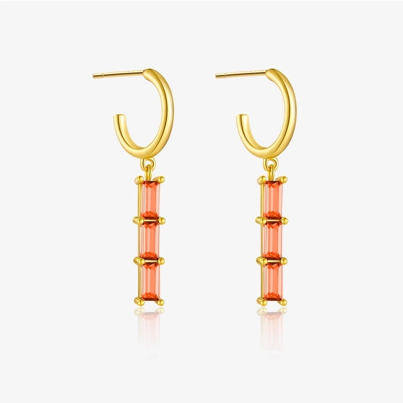 1 Pair 18K Gold Plated White Gold Plated 925 Sterling Silver Geometric Drop Earrings