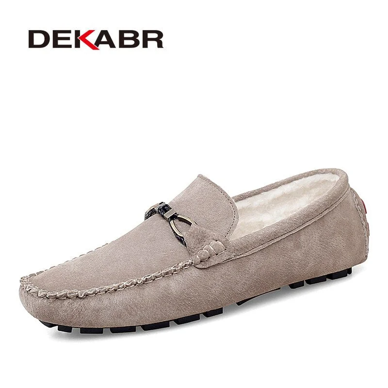 DEKABR Men Casual Shoes Fashion Male Shoes Cow Suede Leather Men Loafers leisure Moccasins Slip On Men's Driving Shoes Size 47