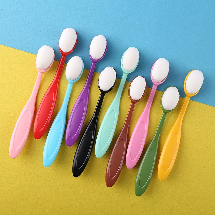 10pcs Colorful Ink Brush Smooth Blending Tools Painting Flat Brushes Kits