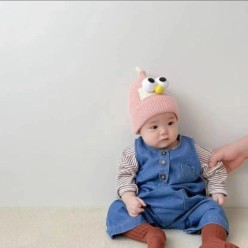 Baby Hat Autumn And Winter Boys And Girls Baby Knitted Wool Hat Cute Super Cute Baby Big Eyes Pullover Cap Trendy