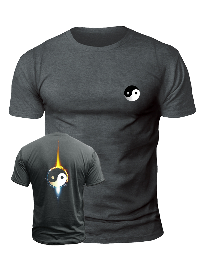 Men's Yin and Yang Symbol Print Casual Short Sleeve T-shirt